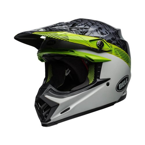 Bell Moto-9 MIPS Helm Chief Mat / Glanzend Zwart / Wit / Groen