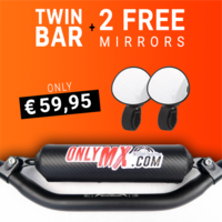 Aluminium Twinbar "OnlyMX" Zwart + 2 Supermotard spiegels