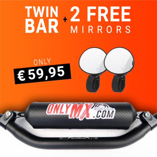 MCU Aluminum Twinbar "OnlyMX" Black  +2 Supermoto mirrors