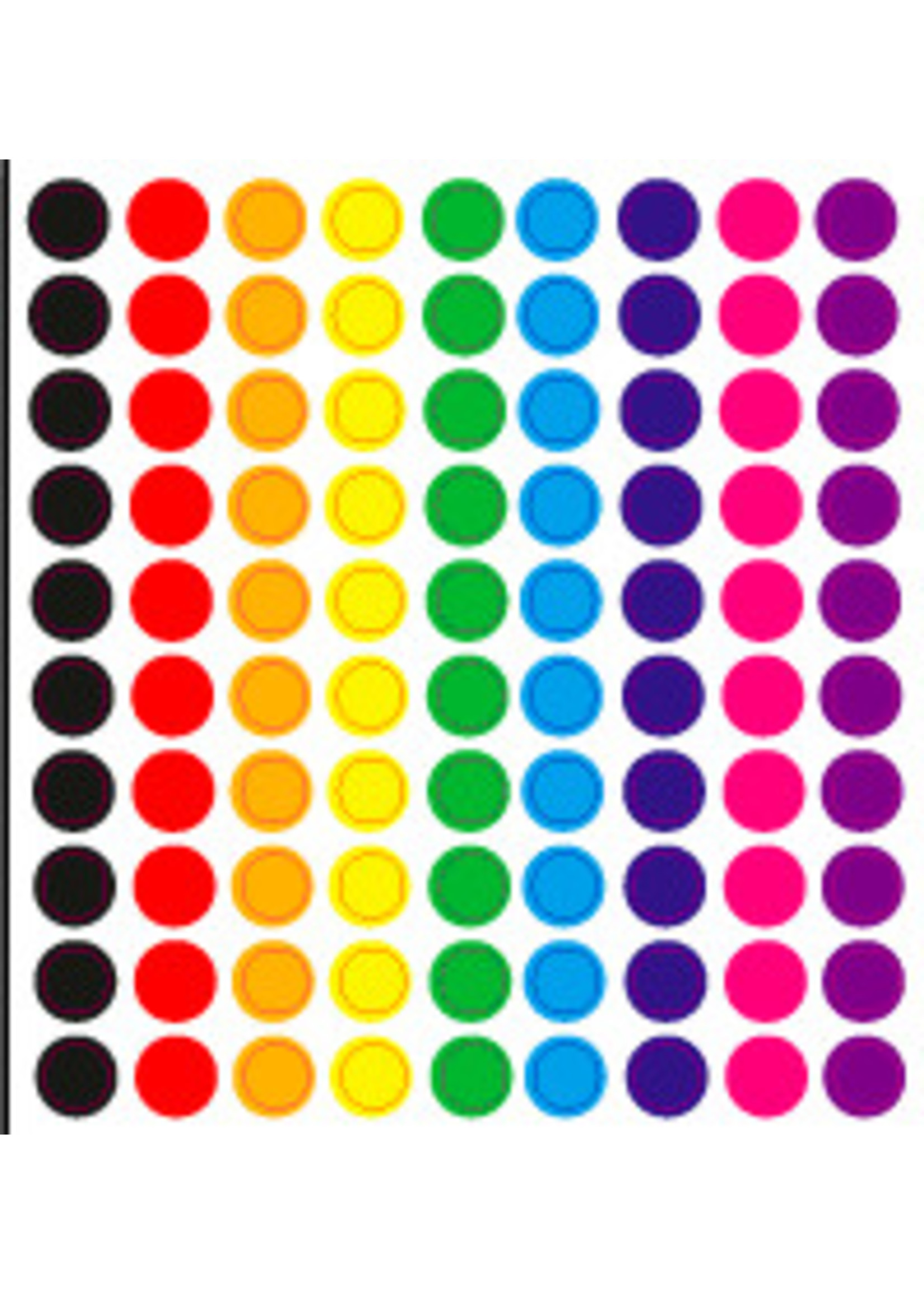 100 stickertjes in cirkelvorm in verschillende kleuren