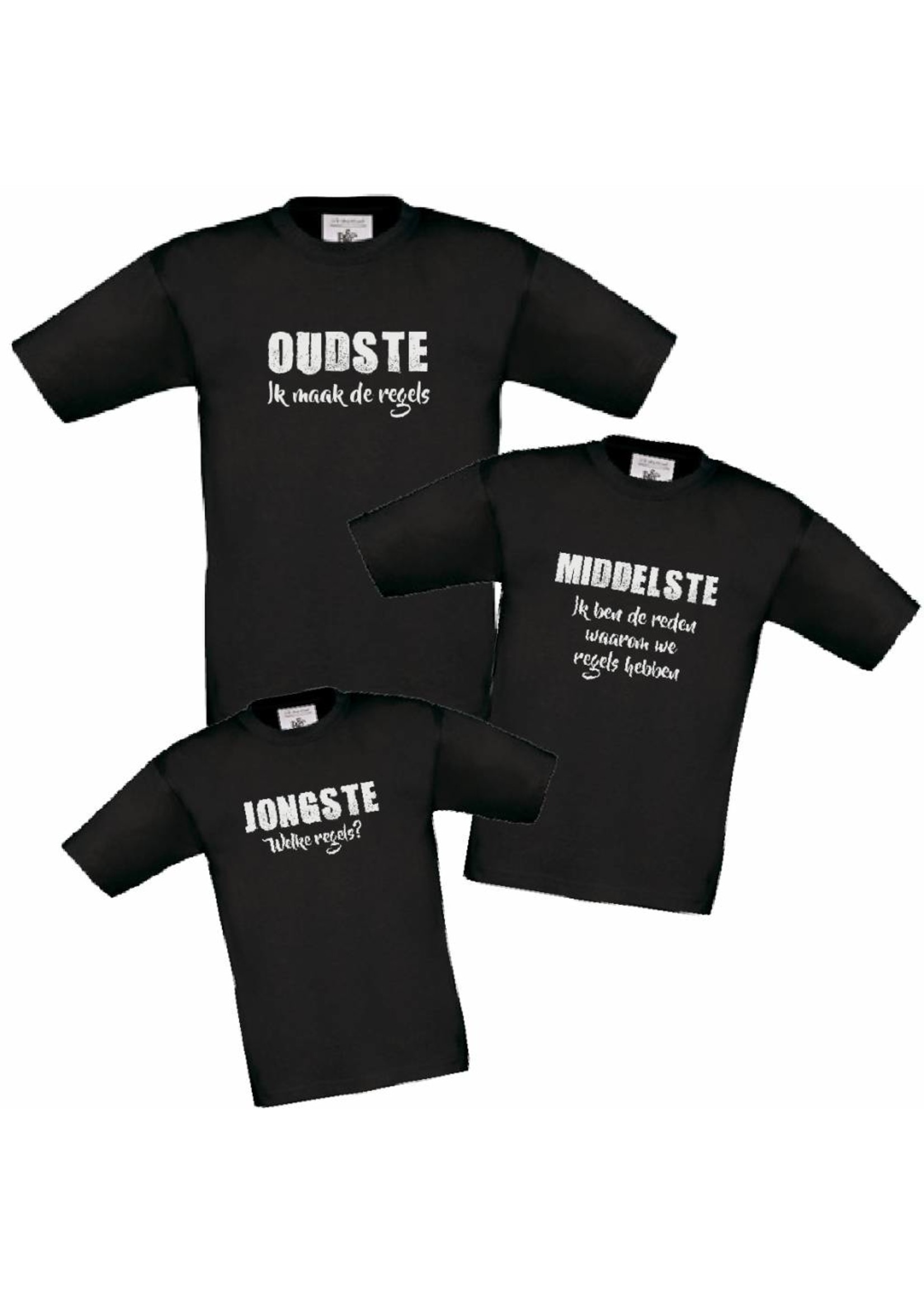 T-shirt oudste middelste jongste