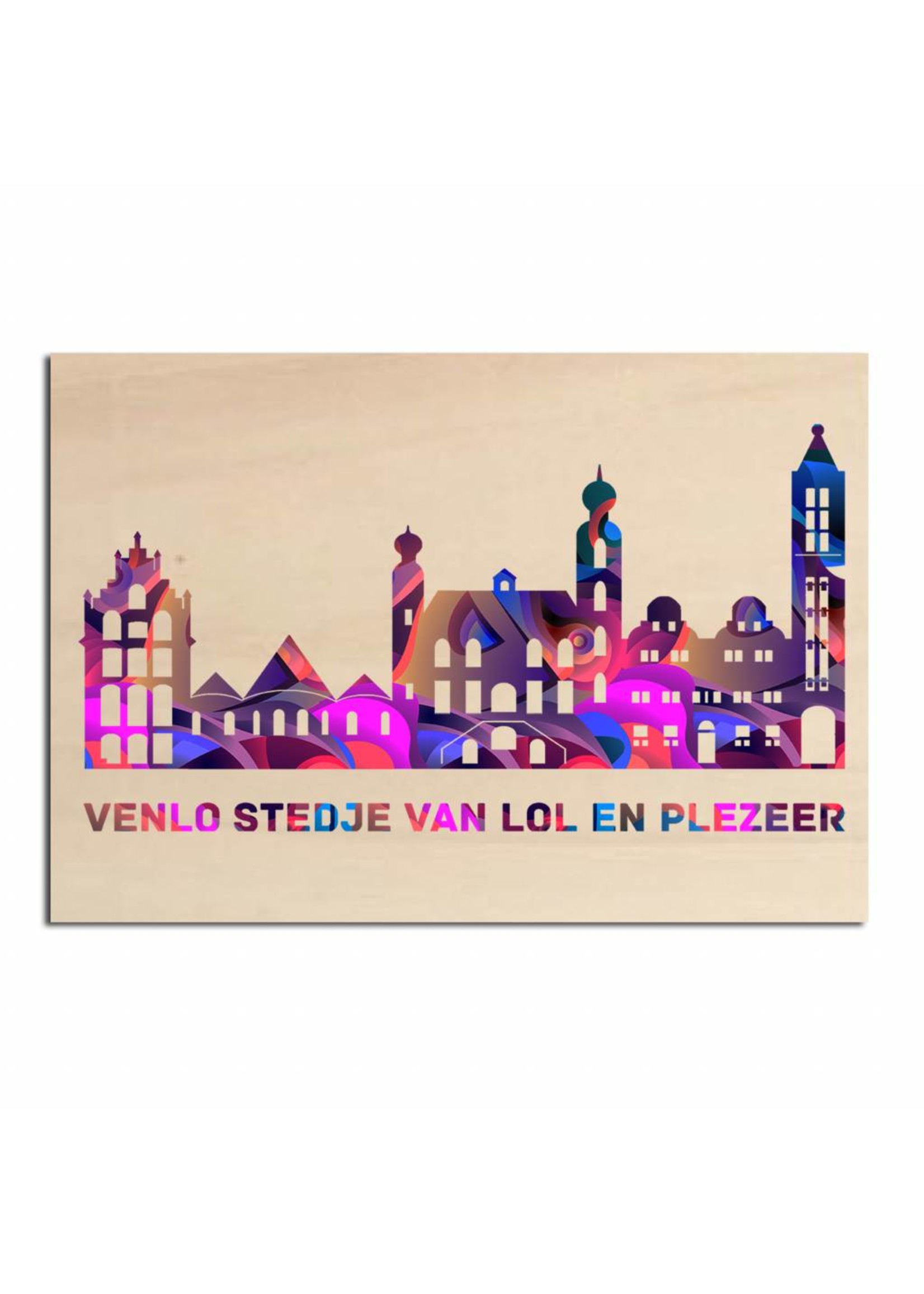 Skyline Venlo gekleurd op hout