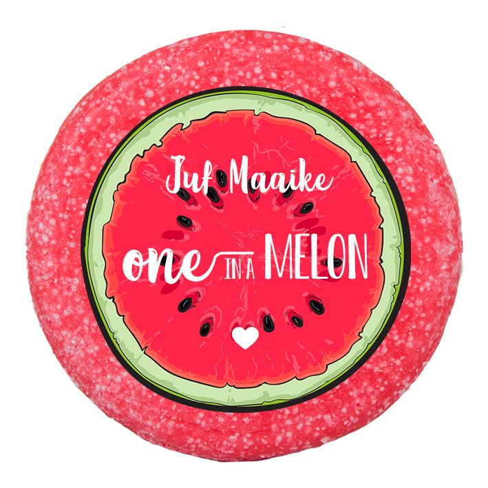 One in a melon happy soap shampoo bar met naam Traktatiecorner.nl