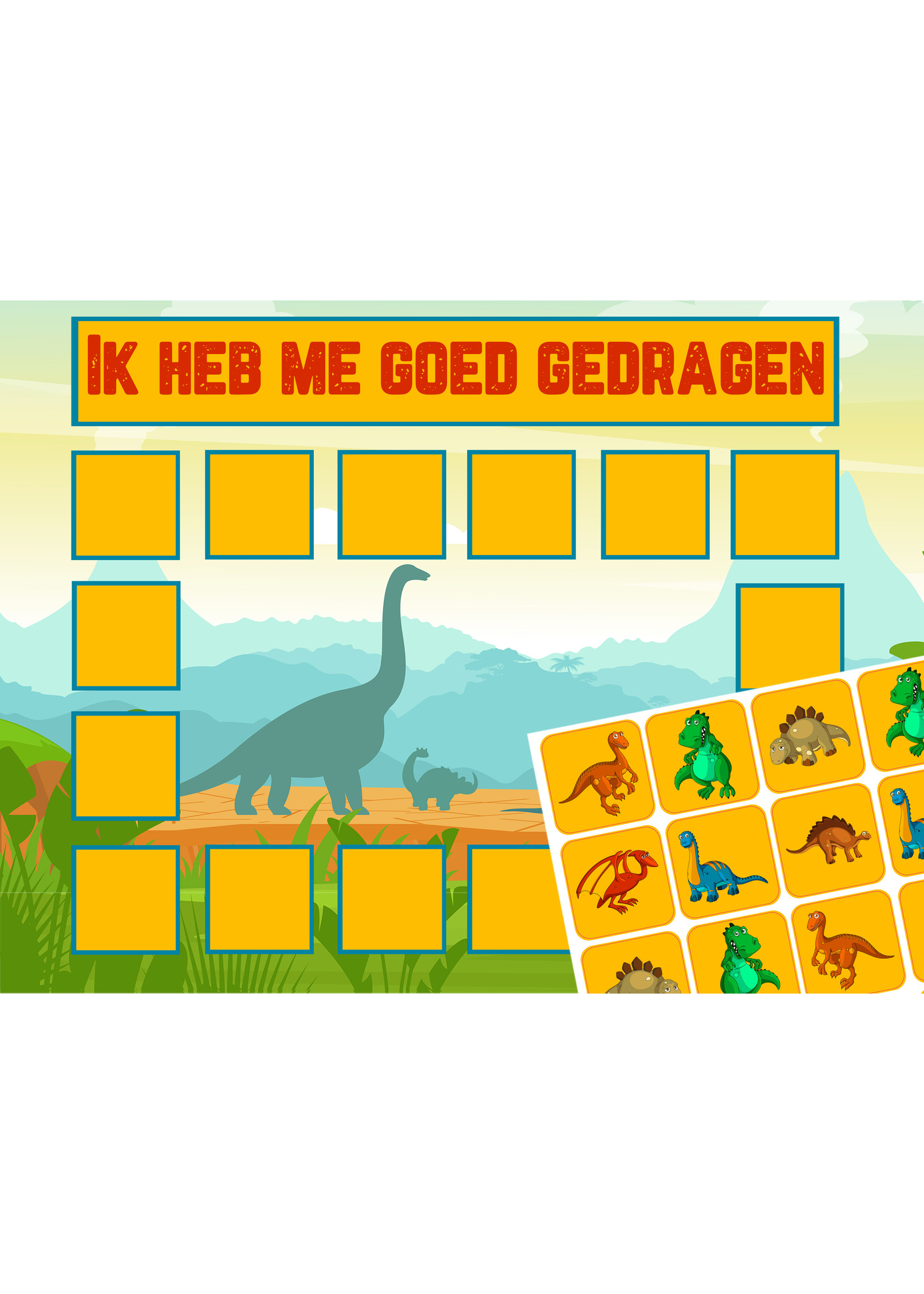 Beloningskaart Dino met leuke stickers