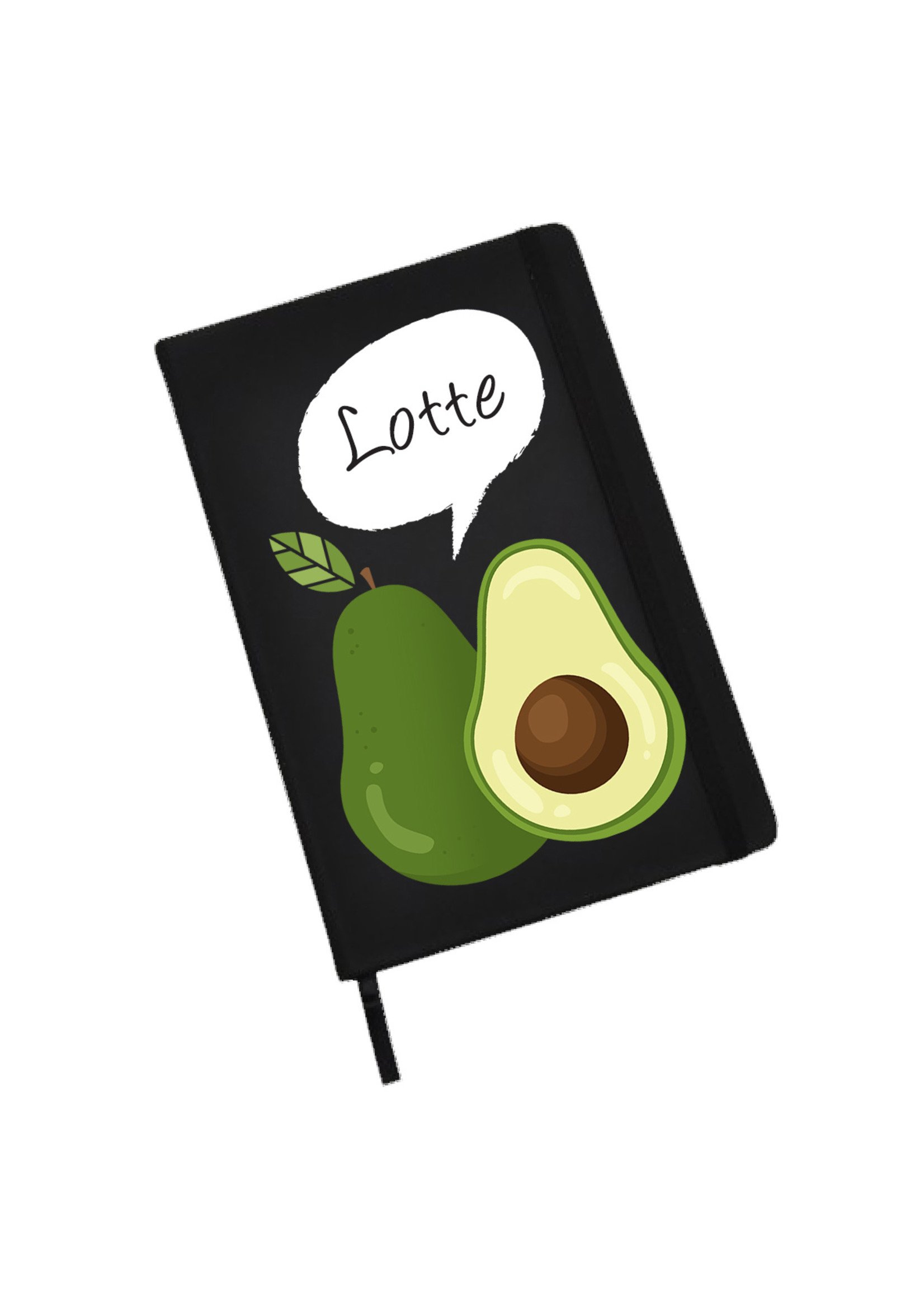 Notitieboekje (groot)  met avocado en naam of andere tekst