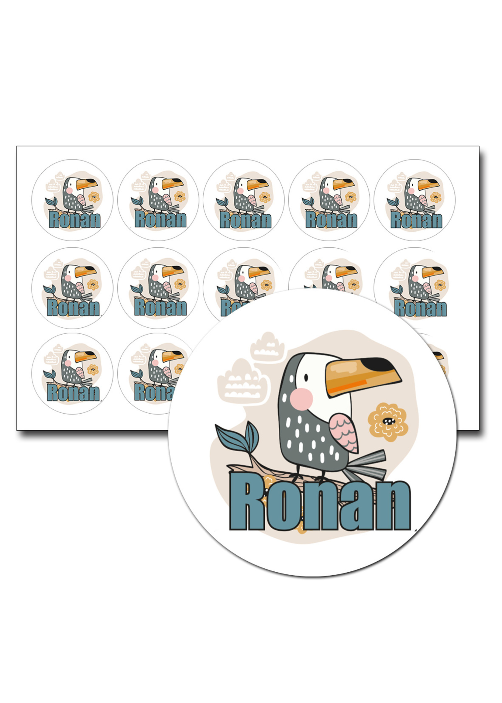 Naamsticker toekan - 30 stuks