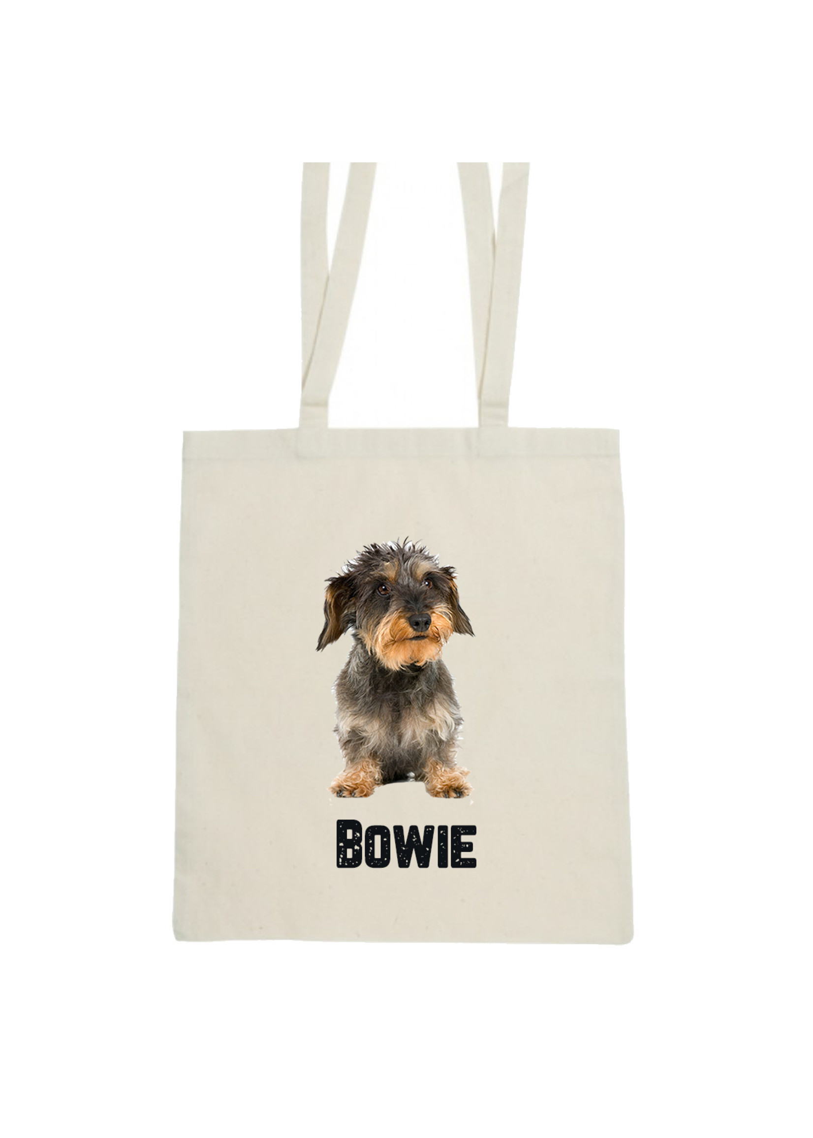 Tote bag - ruwharige teckel met naam