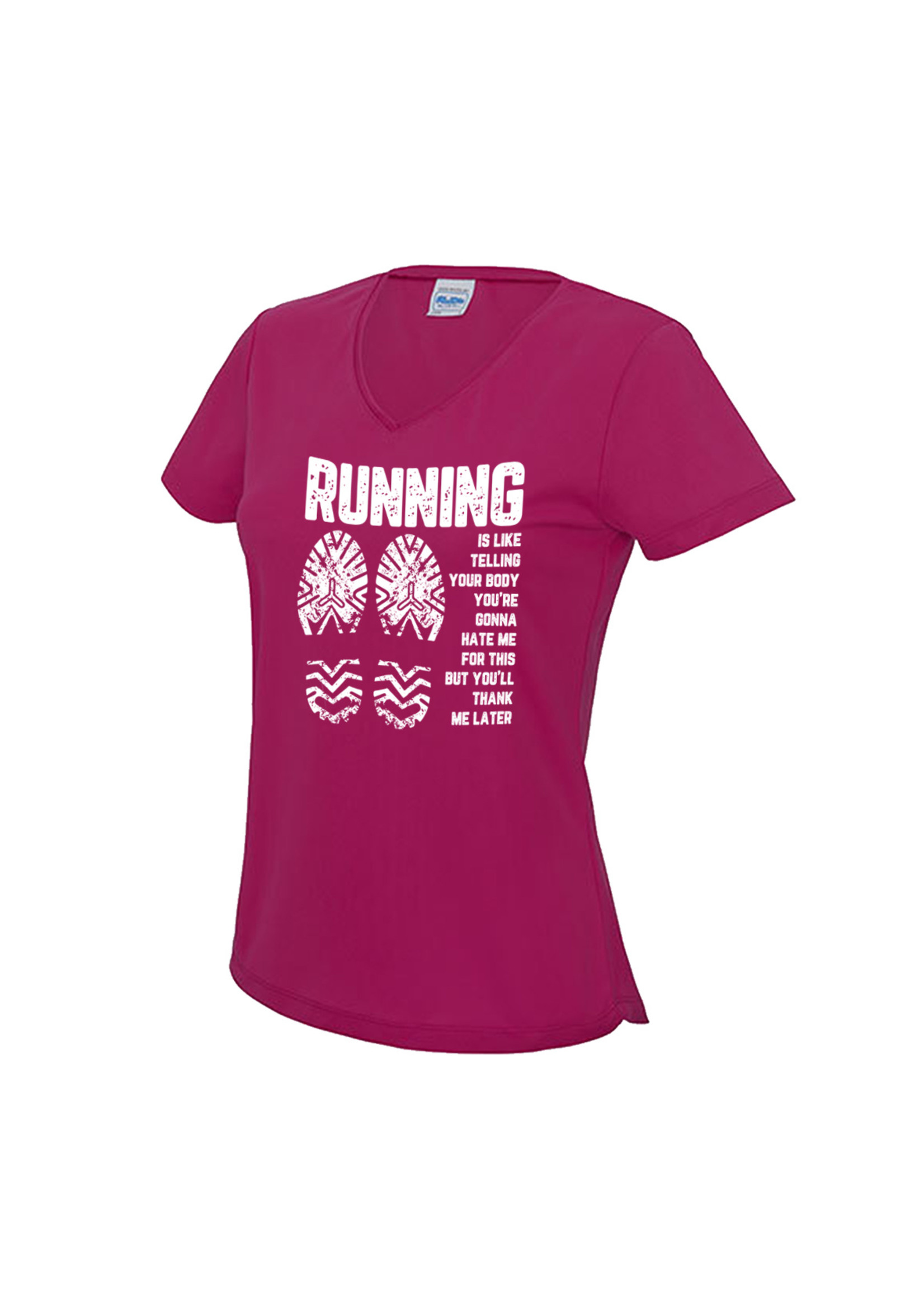Hardloopshirt  met v-hals- Running is like telling your body