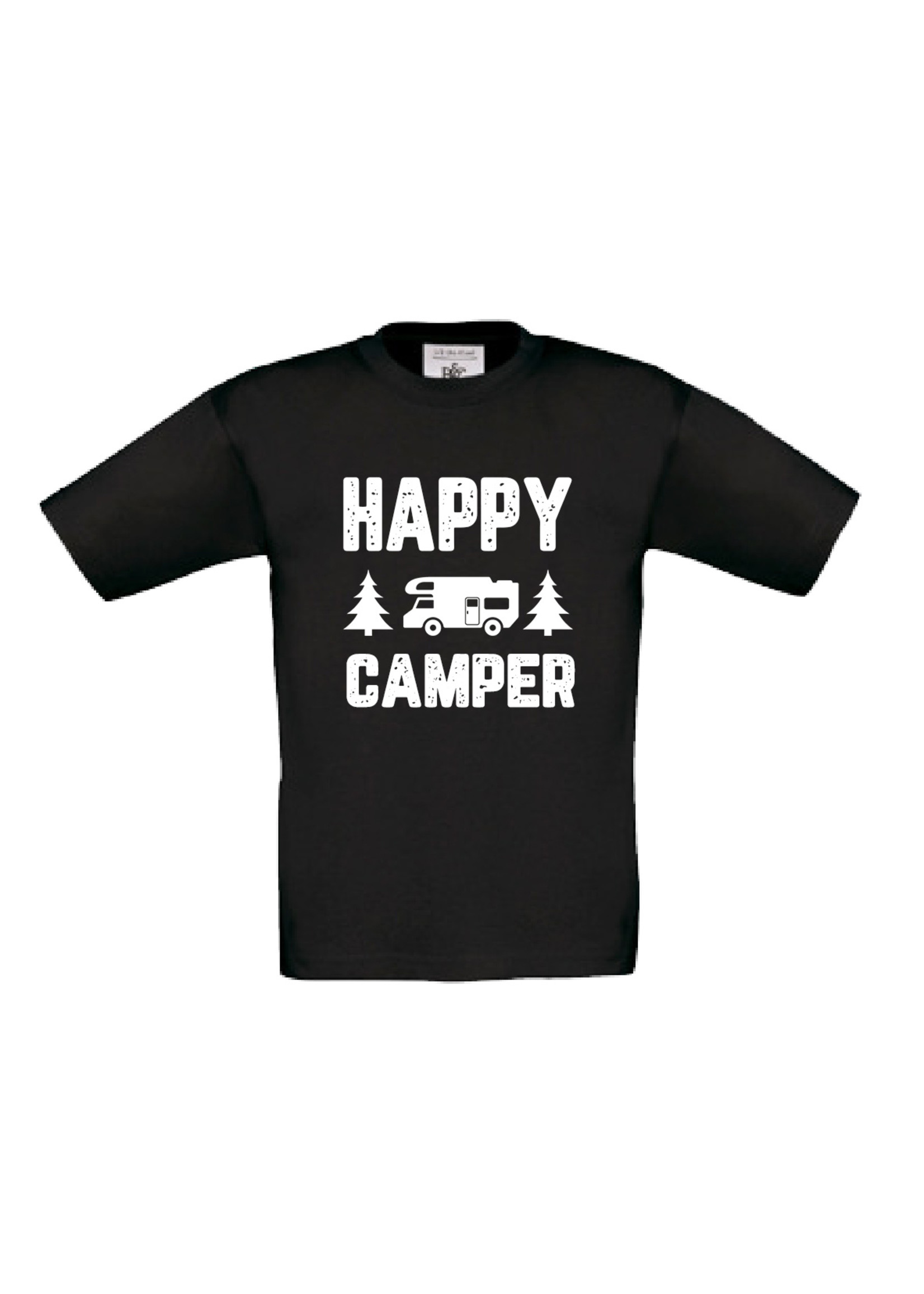 T-shirt happy camper - bedrukking wit