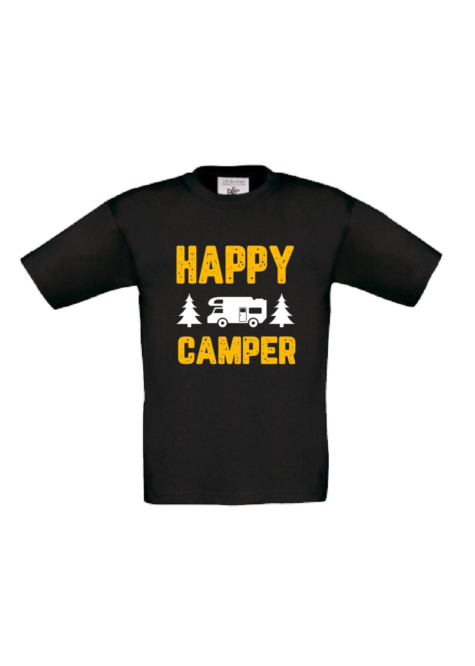 T-shirt happy camper - bedrukking wit