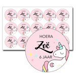 Traktatie sticker unincorn - 15 stuks