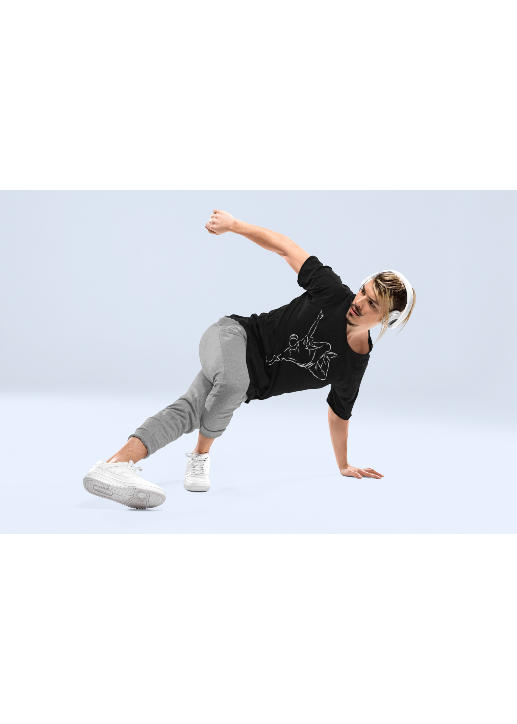 T-shirt breakdance lijntekening met naam