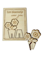 Houten kaart bloemetje