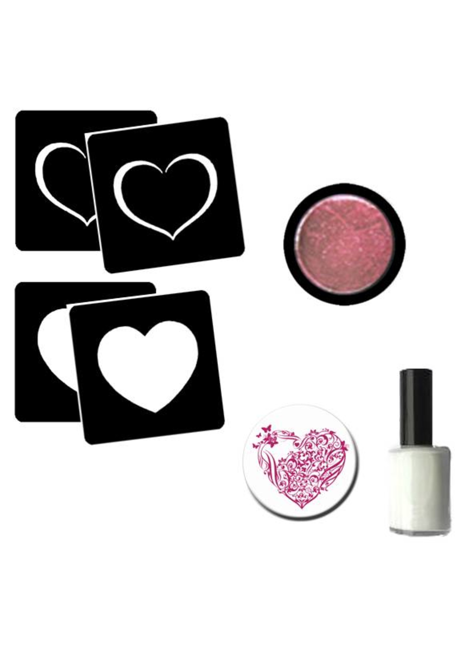 Glittertattoo cadeau set - love met button