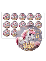 Traktatie stickers sparkling unicorn - 15 stuks per vel