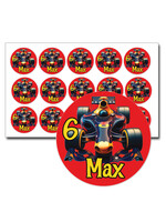 Traktatie stickers formule 1 raceauto - 15 stuks per vel