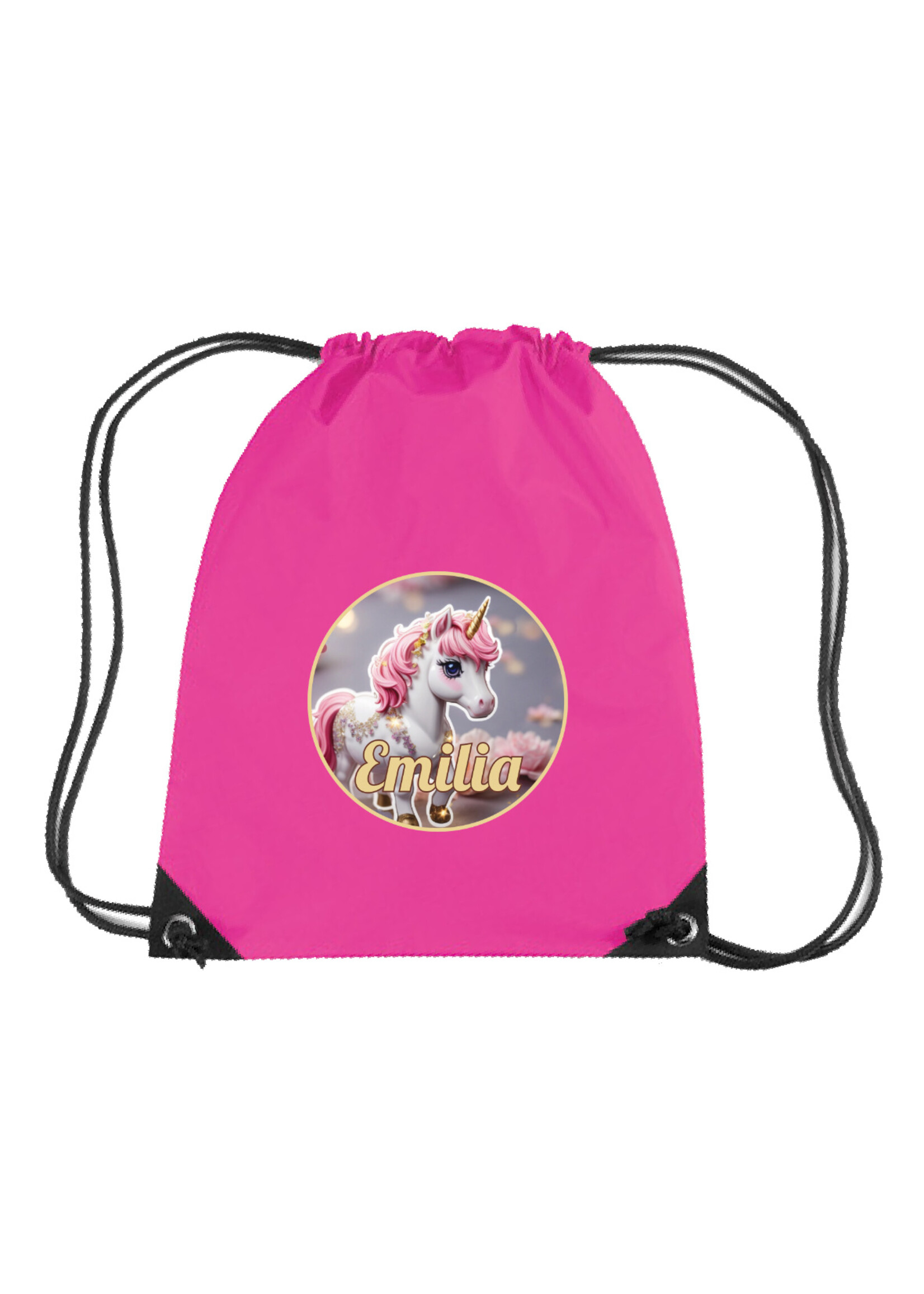 Gymtas sparkling unicorn met naam