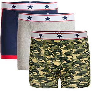 Jongens Boxer, blauw/grijs/camou (prijs per 3)