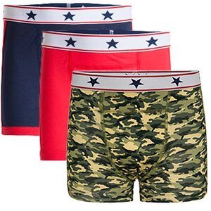 Jongens Boxer, blauw/rood/camou (prijs per 3)