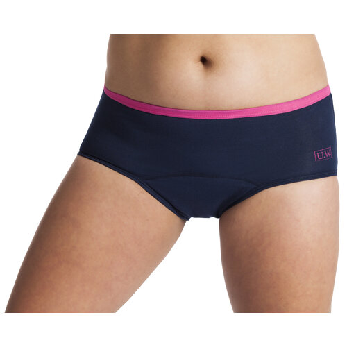 UnderWunder Sports briefs, blue with fuchsia band