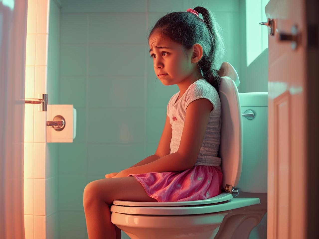 Kind met plasangst op toilet