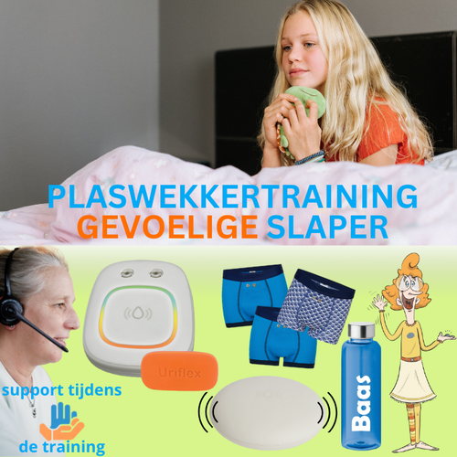 Liberty plaswekkerpakket met trilalarm, 3 sensorbroekjes en persoonlijke coaching voor de gevoelige slaper Liberty plaswekkerpakket met trilalarm, 3 sensorbroekjes en persoonlijke coaching voor de gevoelige slaper