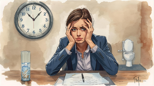 Vrouw ervaart hinder van vaak plassen tijdens werkdag