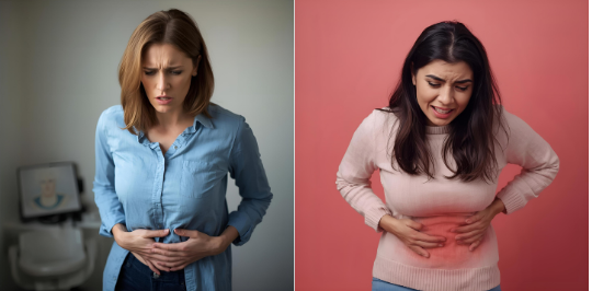 Vrouw ervaart buikpijn door te lang plas ophouden