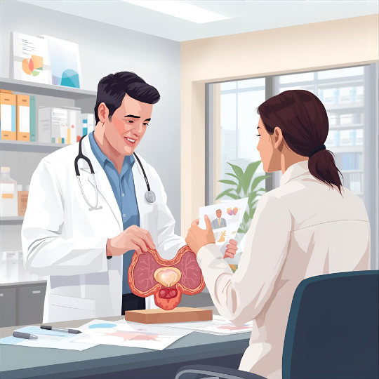 Arts legt oorzaak van overactieve blaas uit met model