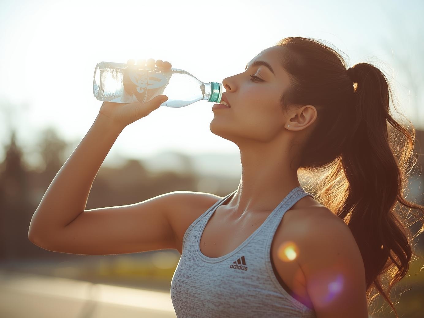 Vrouw voorkomt blaasontsteking door voldoende water te drinken