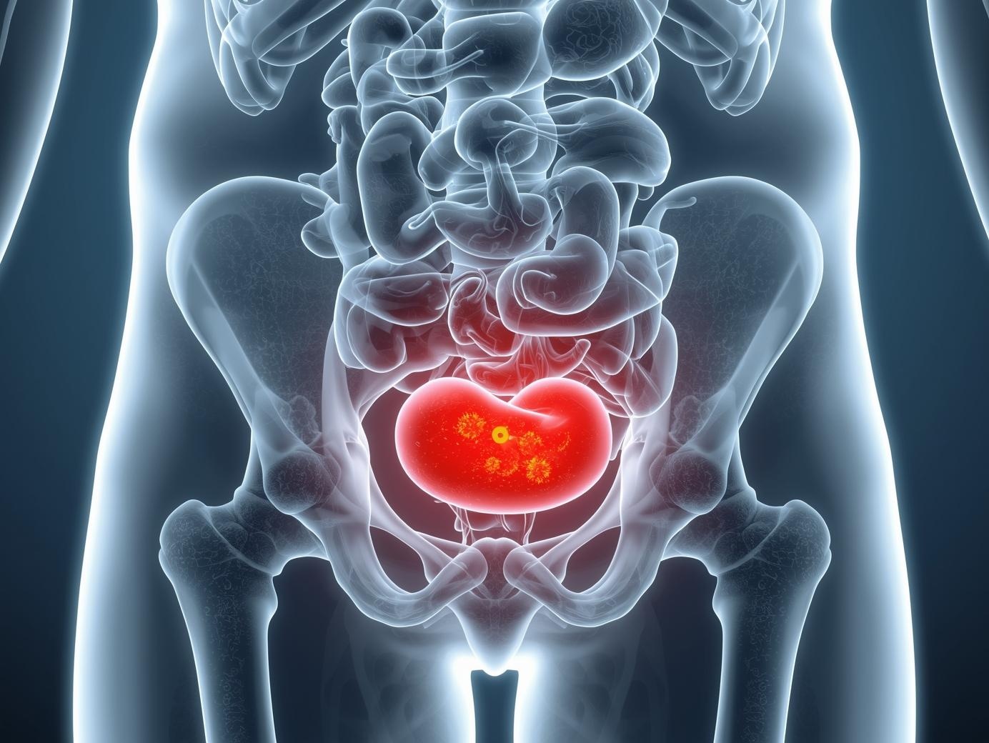 Illustratie van een blaasontsteking bij een vrouw