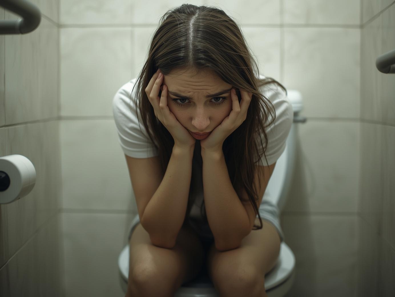 Vrouw met pijn bij het plassen door blaasontsteking