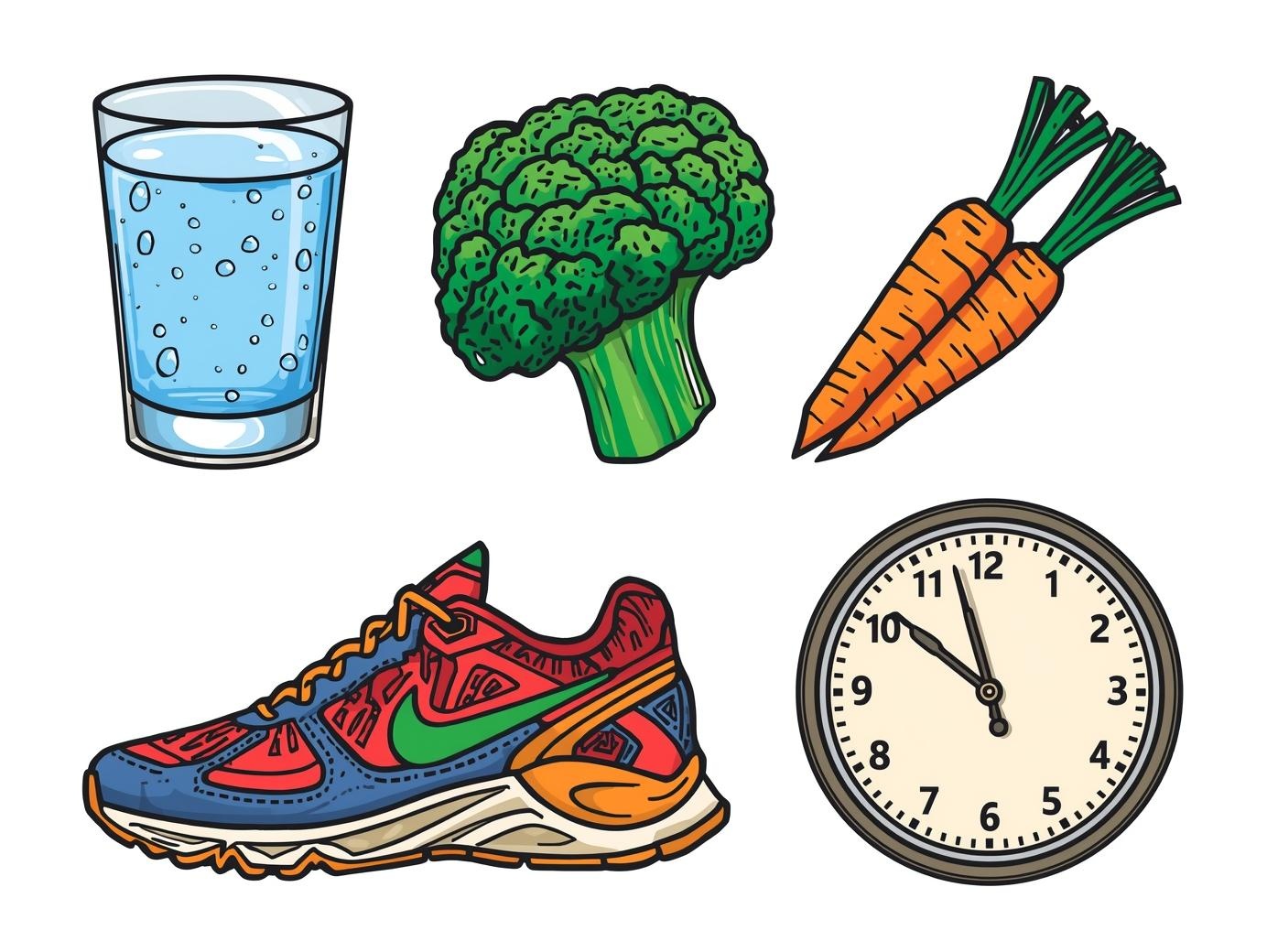 Symbolische weergave van gezonde levensstijl die stoelgang ondersteunt