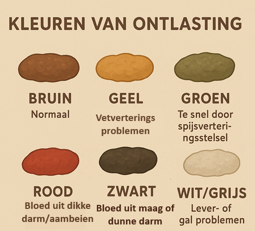 Verschillende kleuren ontlasting met uitleg van de betekenis