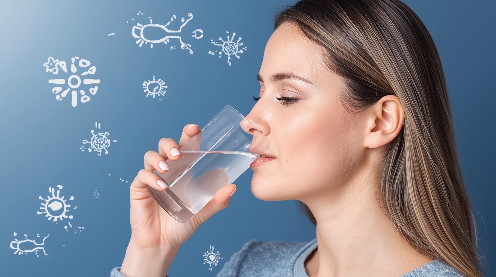 Illustratie van oorzaken van urineweginfectie zoals bacteriën, weinig drinken en slechte hygiëne
