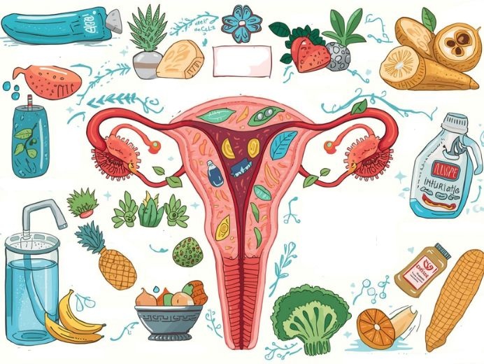 Illustratie van gezonde gewoonten om urineweginfectie te voorkomen