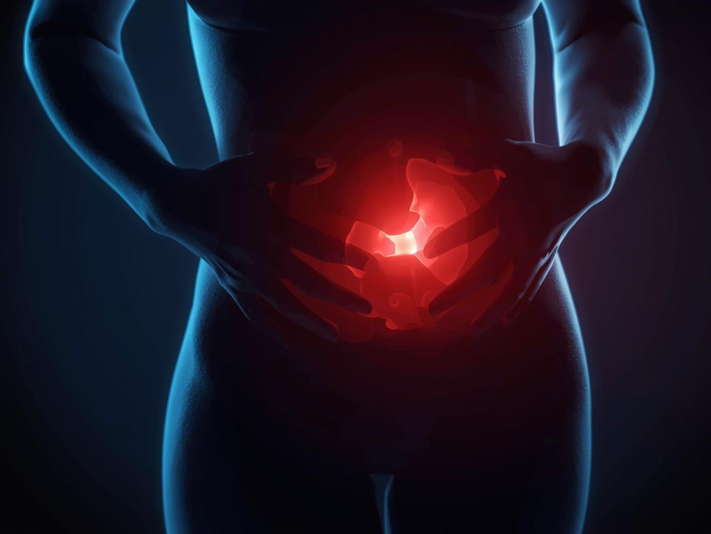 Illustratie van pijn in de onderbuik als symptoom van urineweginfectie