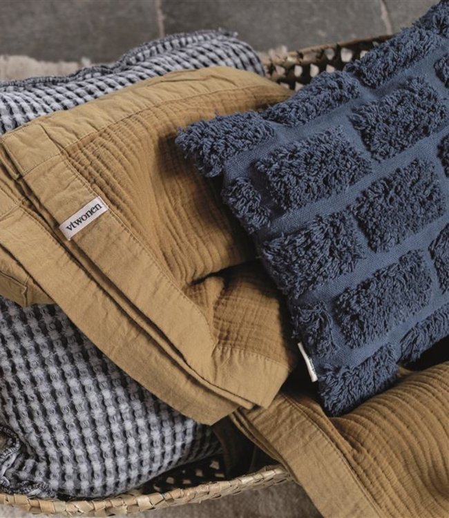 VT WONEN Sierkussen Tufted Donker Blauw