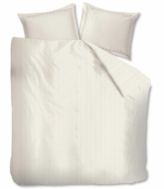 Beddinghouse Effen Dekbedovertrek Shine Wit met Hotel Streep 200 x 200/220