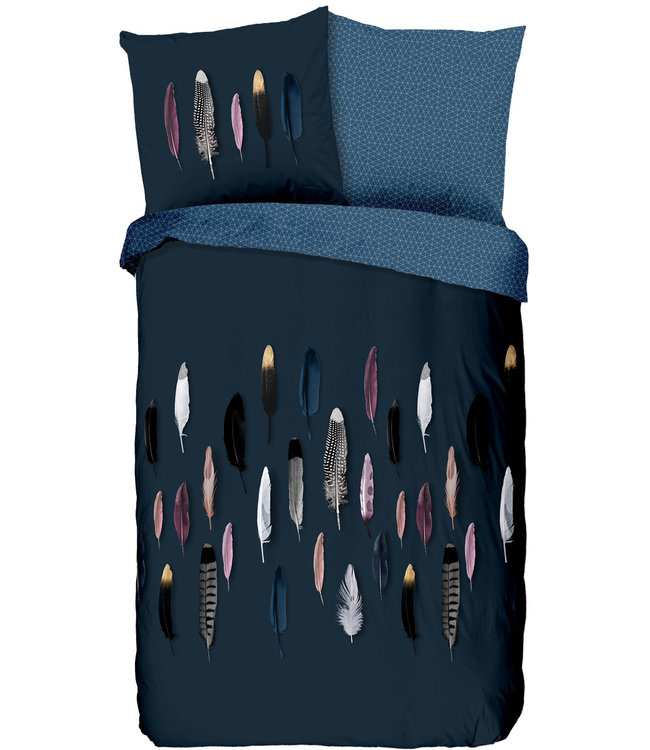 Ritzzly Dekbedovertrek met rits Feathers Blue