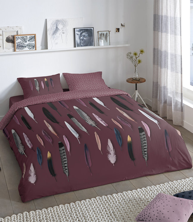 Goodmorning Dekbedovertrek Feathers Bordeaux 240 x 200/220