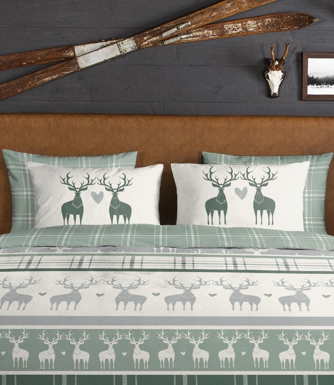 Goodmorning Dekbedovertrek Flanel Bjirk Green 140 x 200/220