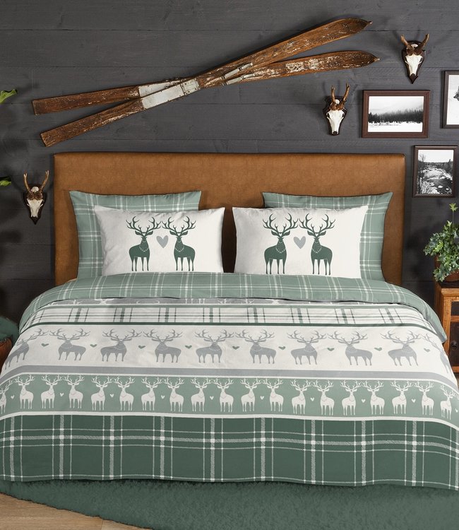 Goodmorning Dekbedovertrek Flanel Bjirk Green 240 x 200/220