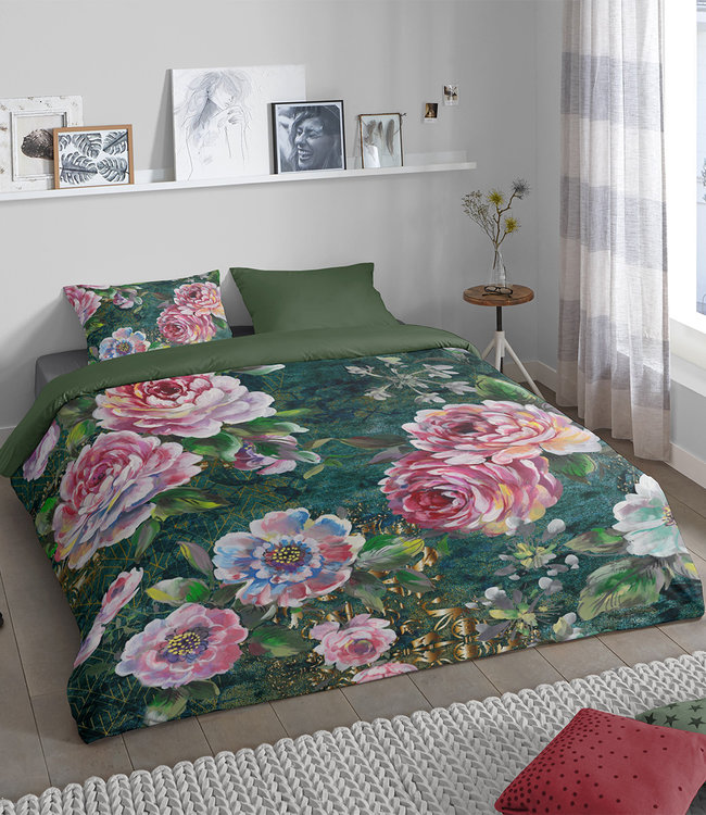 Goodmorning Dekbedovertrek Fleur Green 240 x 200/220
