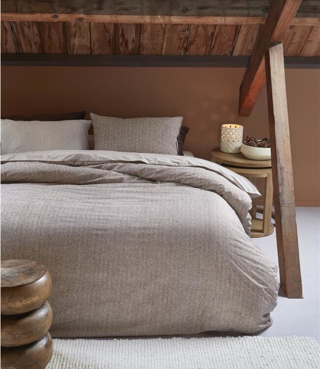 Rivièra Maison Dekbedovertrek Chevron Weave Brown 260 x 200/220