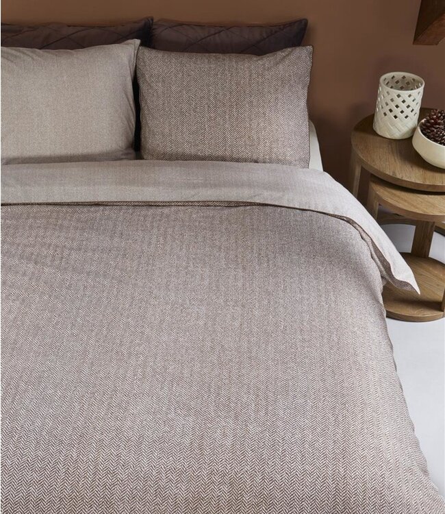 Rivièra Maison Dekbedovertrek Chevron Weave Brown 200 x 200/220
