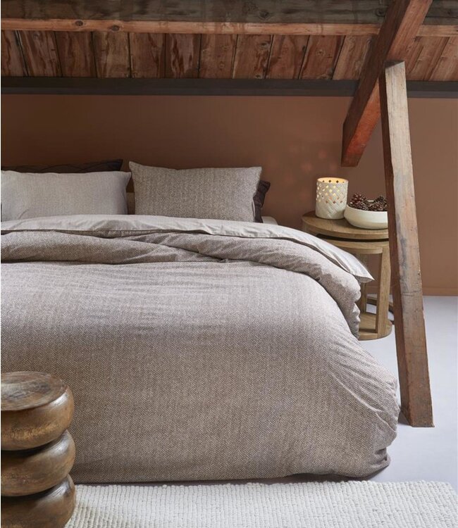 Rivièra Maison Dekbedovertrek Chevron Weave Brown 200 x 200/220