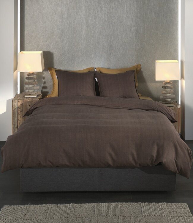 Heckett Lane Dekbedovertrek Flanel Spina Coffee Quartz 140 x 200/220