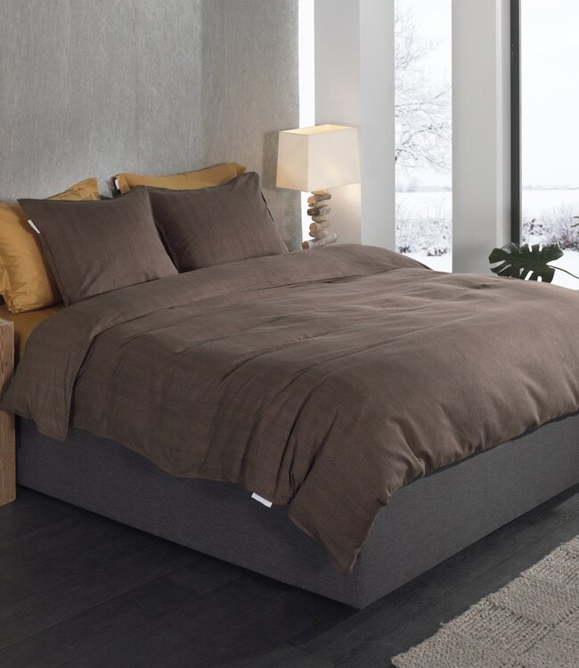 Heckett Lane Dekbedovertrek Flanel Spina Coffee Quartz 140 x 200/220