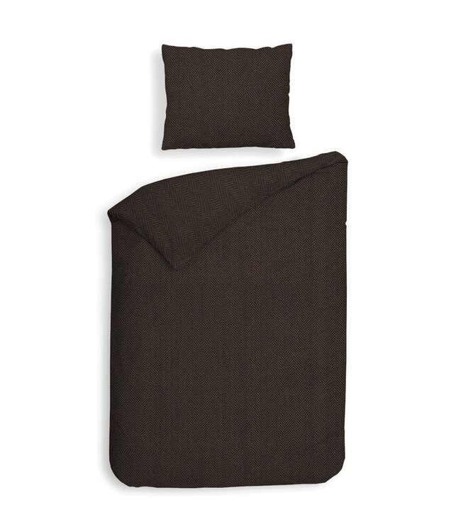 Heckett Lane Dekbedovertrek Flanel Spina Coffee Quartz 140 x 200/220